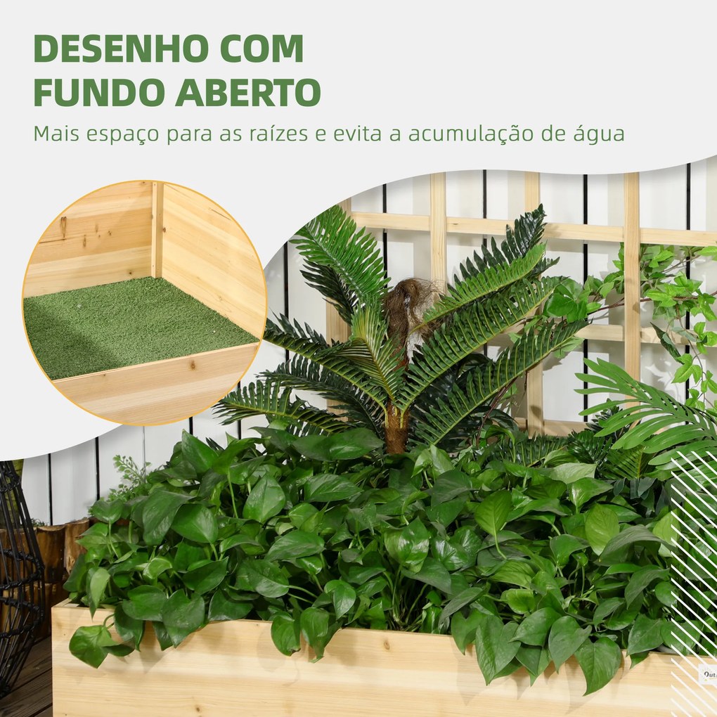 Floreira de Madeira com Treliça Horta Vertical para Cultivos de Verduras Flores Plantas 110x116x120 cm Madeira