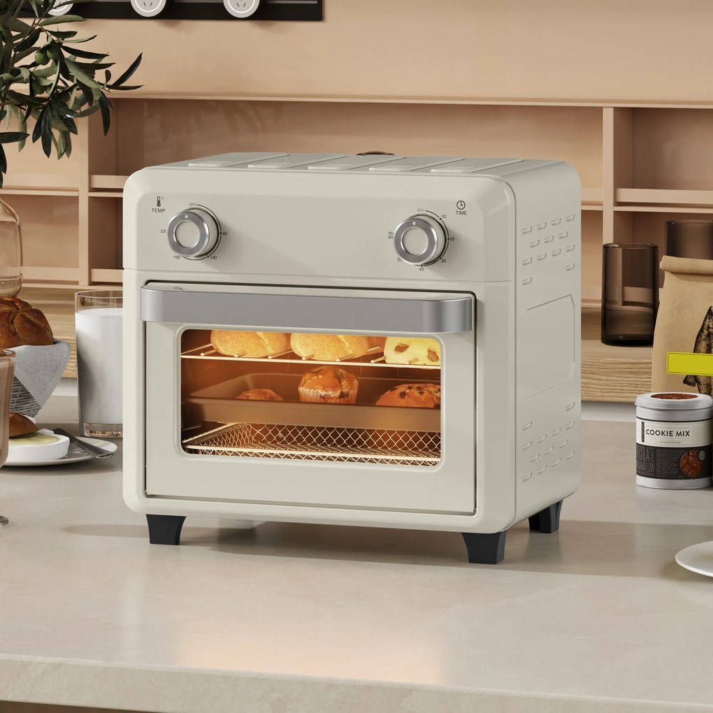 Fritadeira sem óleo de 10 L, mini-forno de ar quente de 1 000 W com temperatura regulável entre 80 °C e 230 °C, temporizador, 32 x 27,2 x 29,8 cm