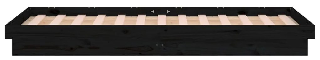 Estrutura de cama c/ LED solteiro 90x190cm madeira maciça preto