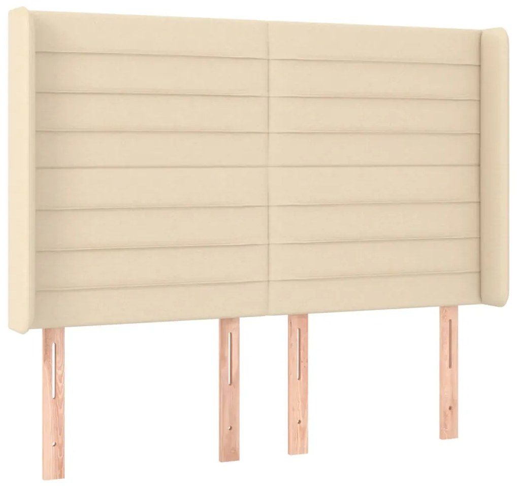 Cama box spring c/ colchão e LED 140x190 cm tecido cor creme