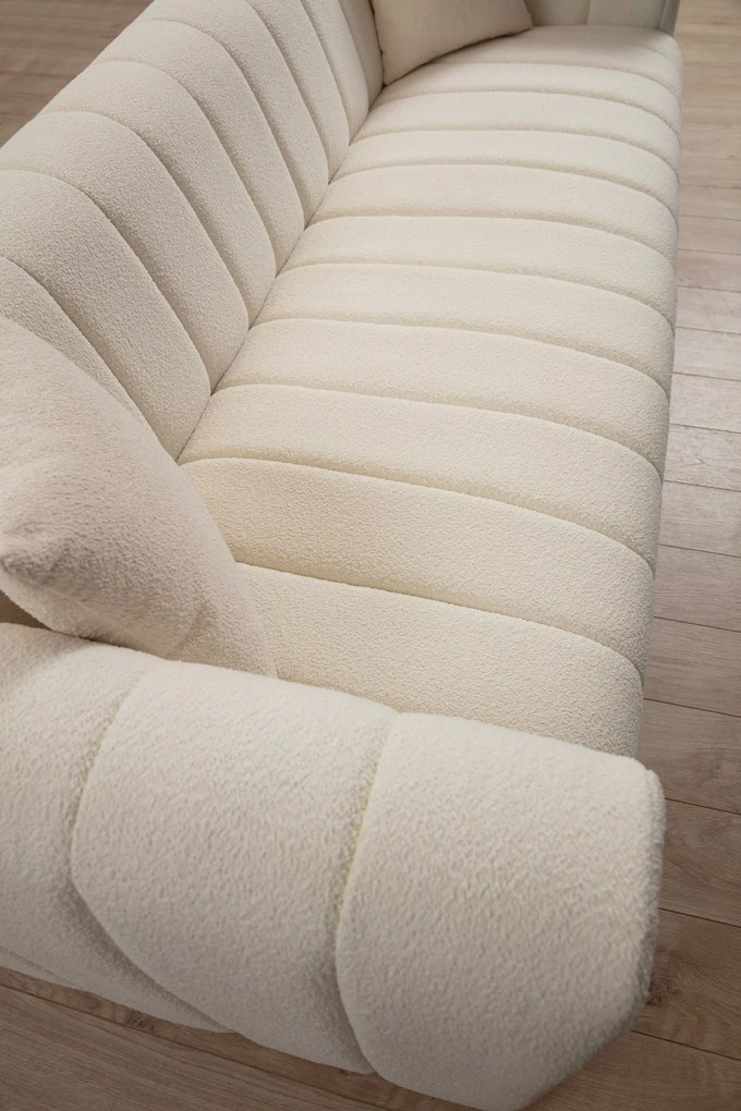 Sofá de 3 Lugares Royal – Creme – Comprimento: 225 cm, Largura: 90 cm,