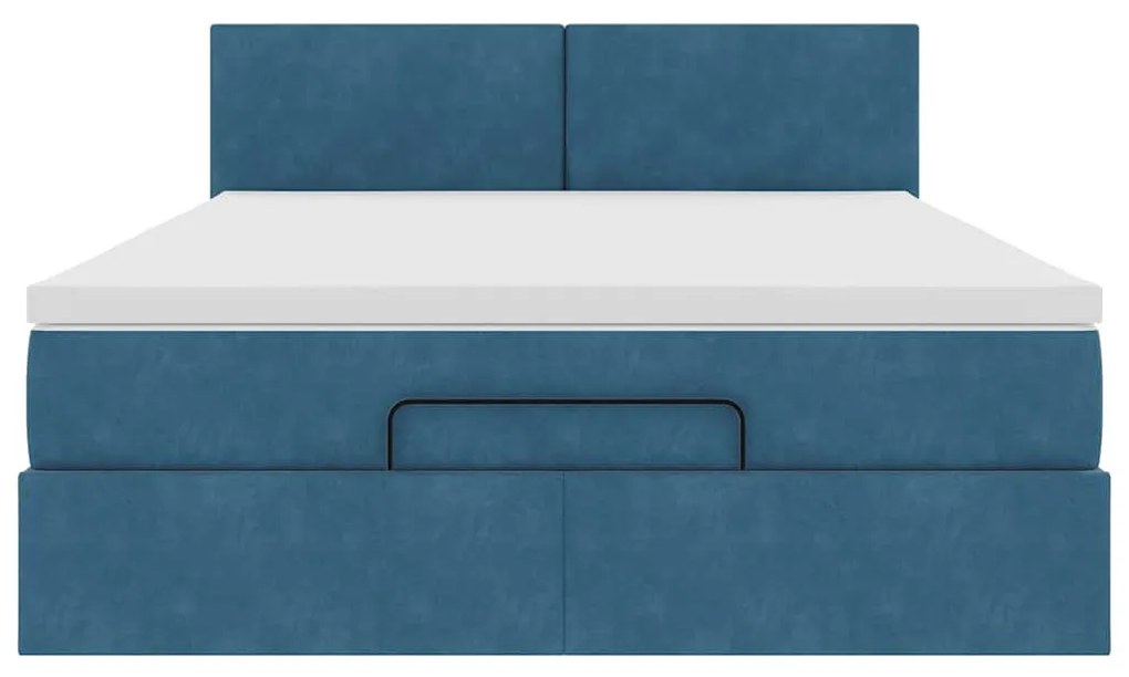 Estrutura de cama otomana com colchão 140x200 cm azul escuro