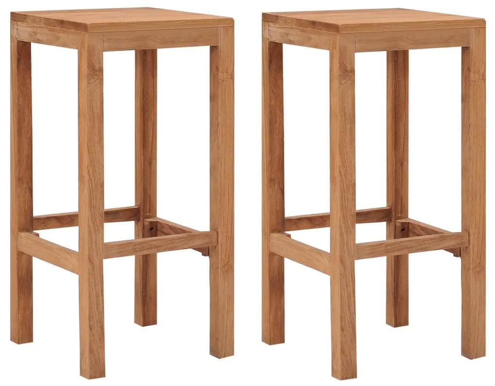 Bancos de bar 2 pcs madeira de teca maciça