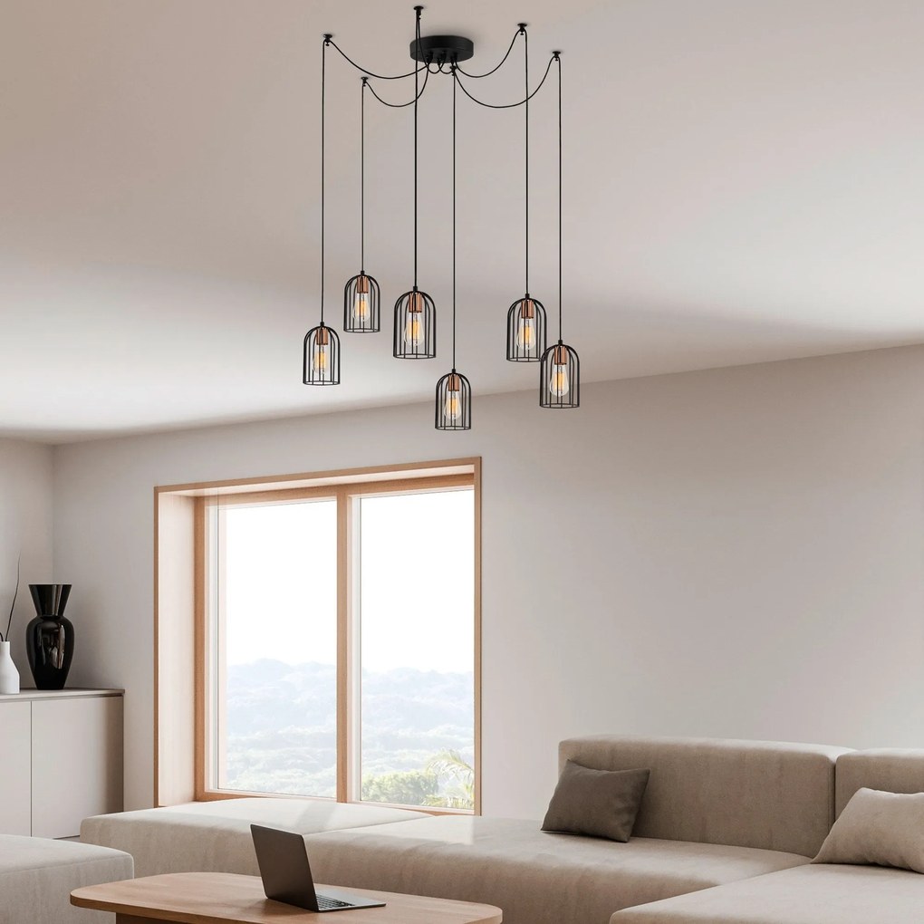 Candeeiro Chandelier Pamukkale – Preto e Bronze – 134 x 111 cm