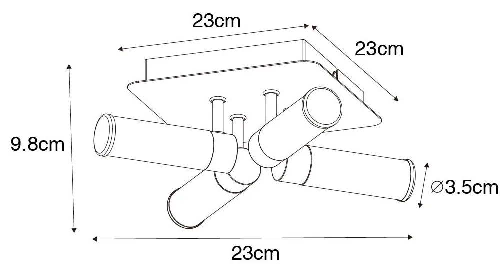 Candeeiro de teto moderno para casa de banho em latão 4 luzes IP44 - Bath Moderno