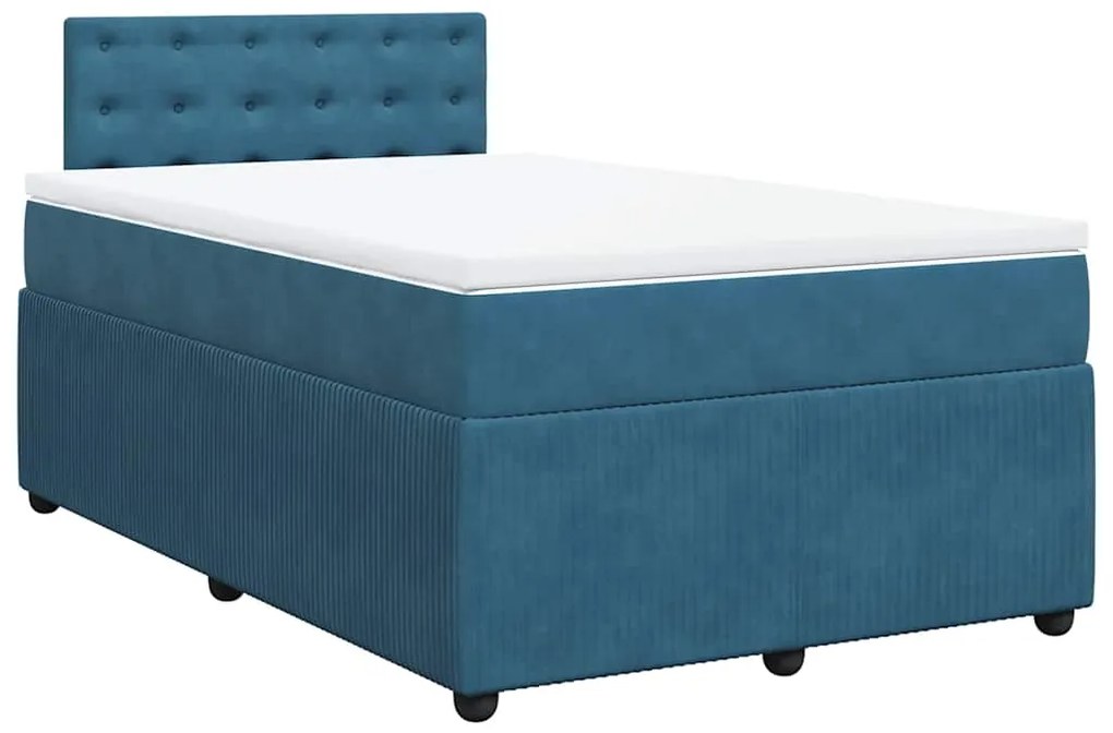 Cama boxspring com colchão 120x200 cm veludo azul