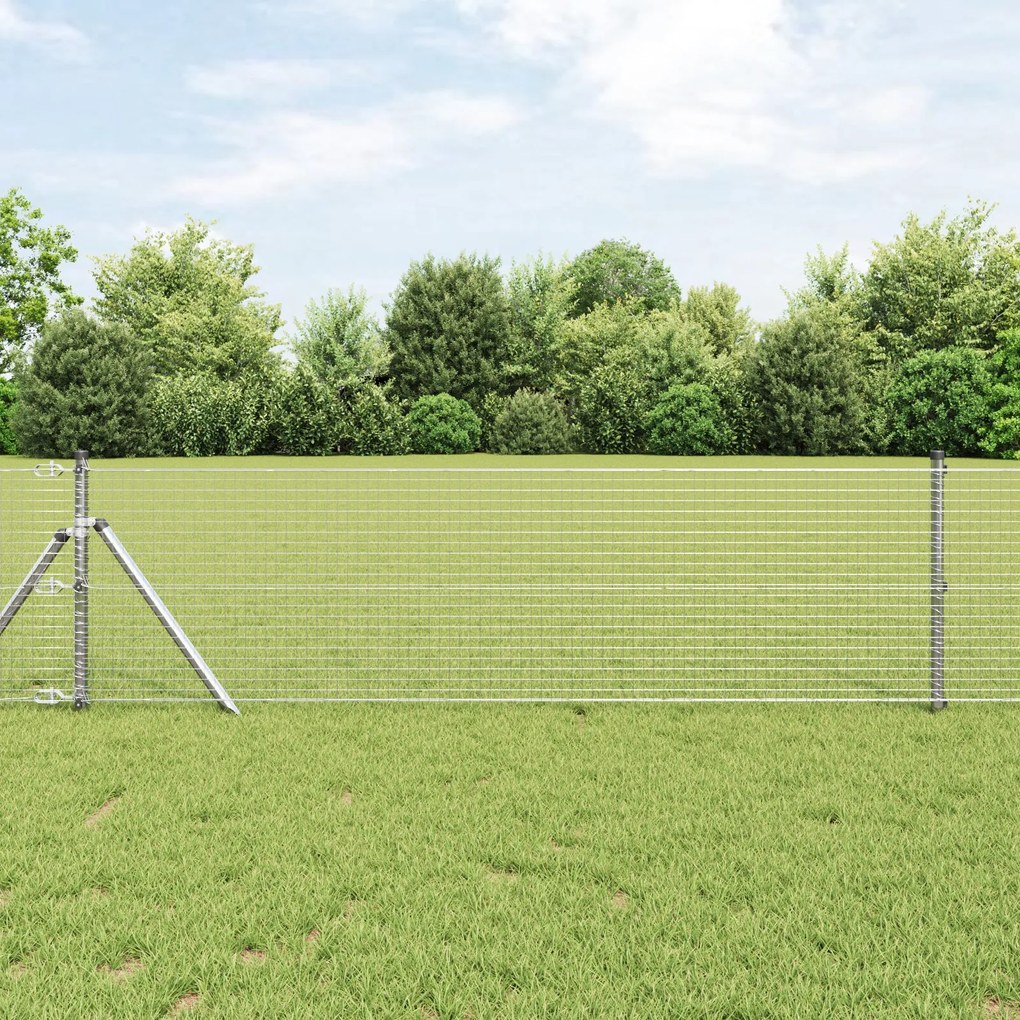 Cerca de Arame Soldado com 7 Postes 0.4x10 m Aço Galvanizado