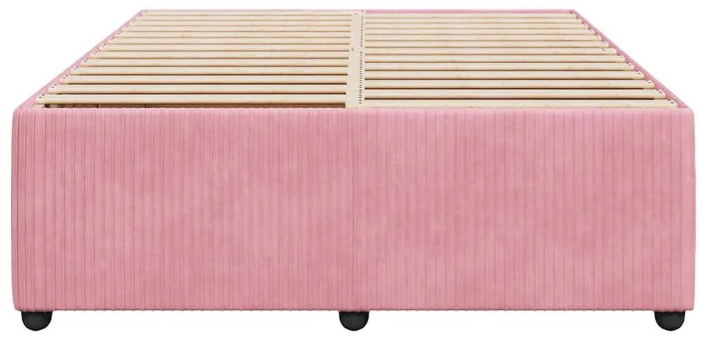 Estrutura de cama 140x190 cm veludo rosa
