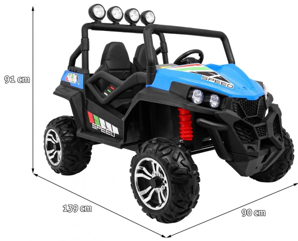 Carro elétrico para Crianças 2 Lugares Grand Buggy 24V 4x4 LIFT STRONG Rodas Espuma EVA, Assento couro ecológico Azul