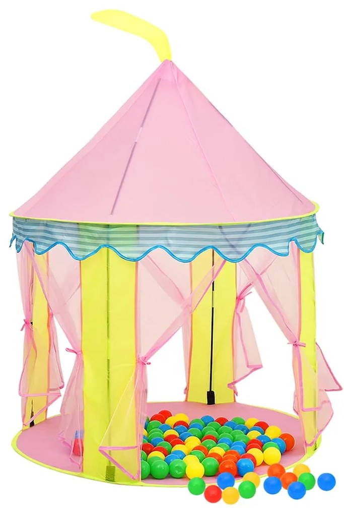 Tenda de brincar infantil com 250 bolas 100x100x127 cm rosa
