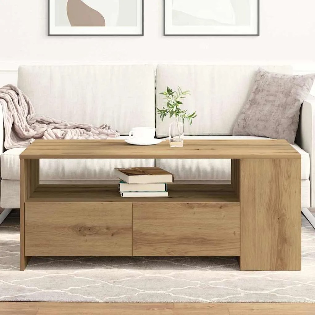 Mesa de Centro vidaXL - Carvalho Artisan - 102x55x43,5 cm - Feita de M