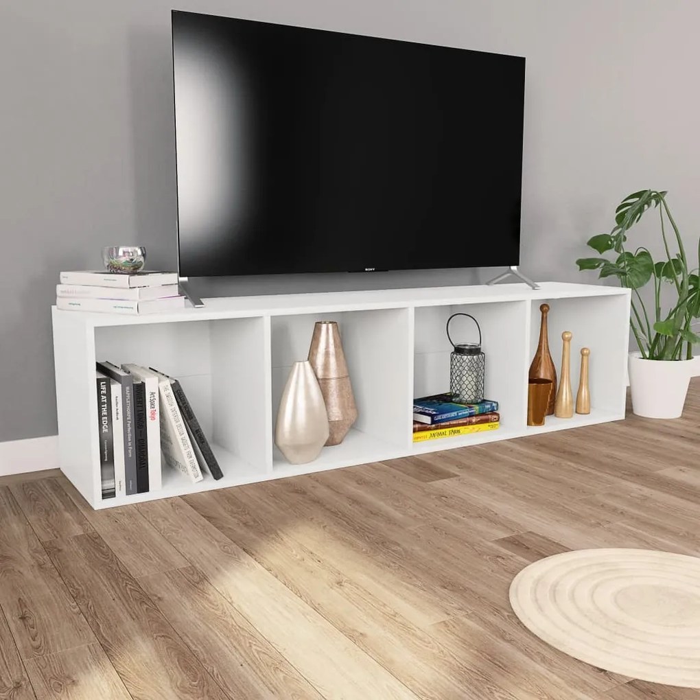 Estante/móvel de TV 36x30x143 cm derivados de madeira branco