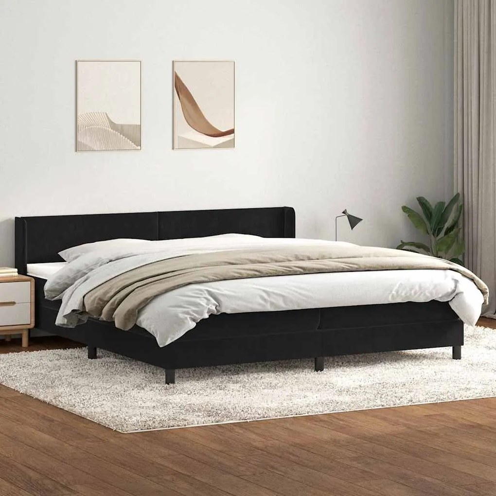vidaXL Cama com molas/colchão 180x210 cm veludo preto