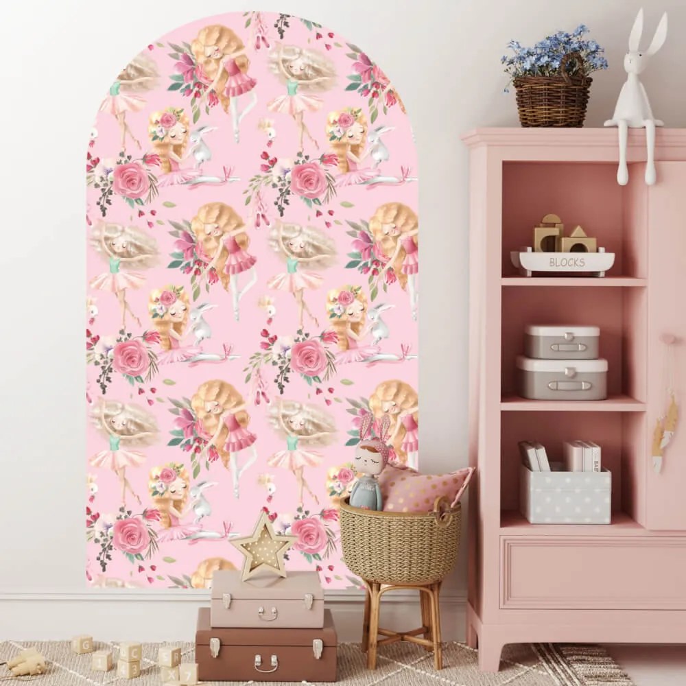 Autocolante de parede em arco para quarto de criança – Bailarinas