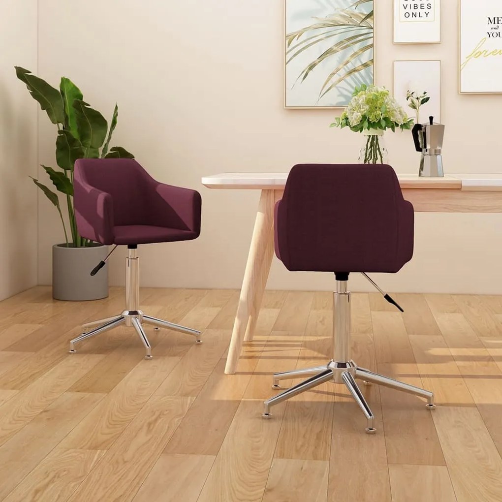 vidaXL Cadeiras de jantar giratórias 2 pcs tecido roxo