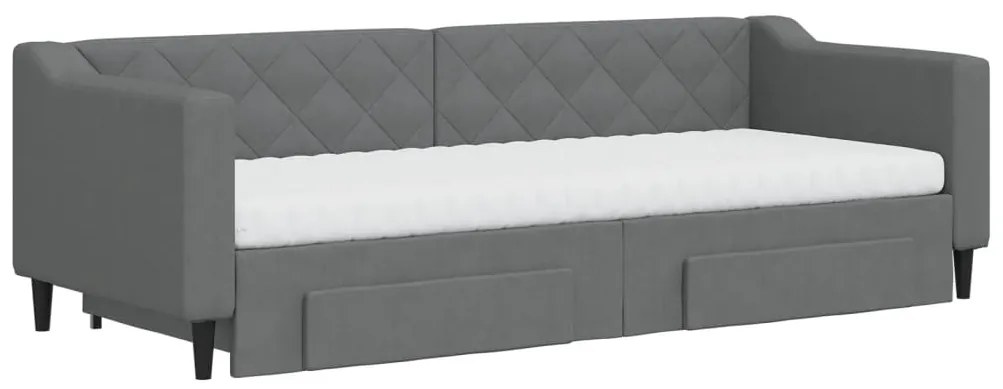Sofá-cama c/ gavetão e gavetas 80x200 cm tecido cinzento-escuro