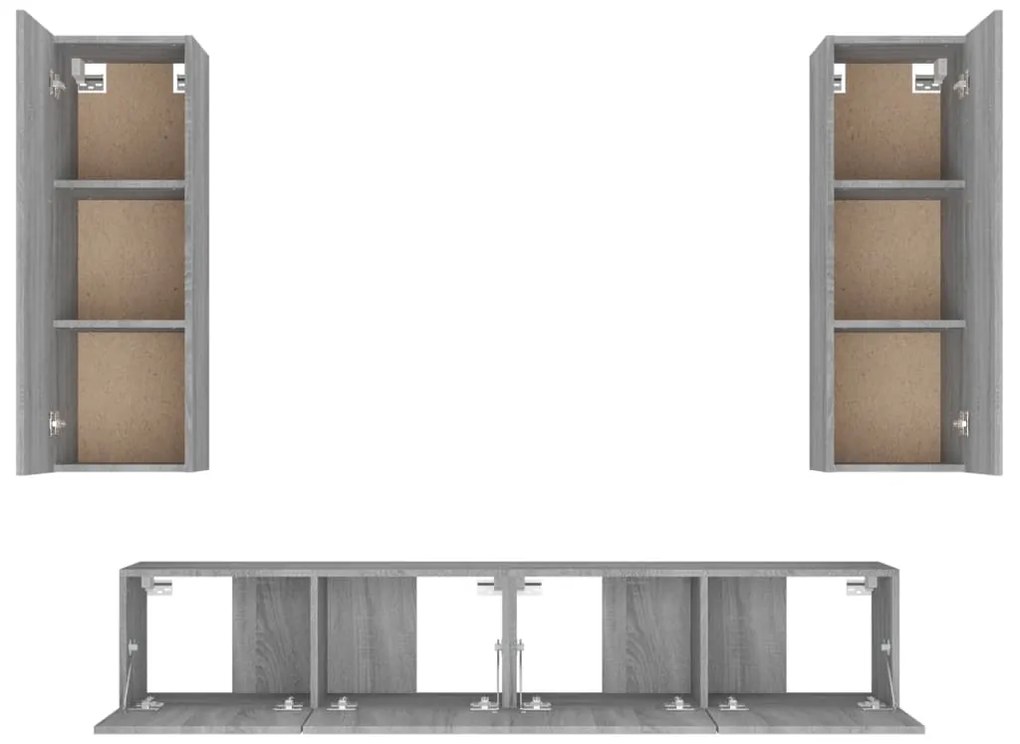 Conjunto móveis de TV 4 pcs madeira processada sonoma cinza