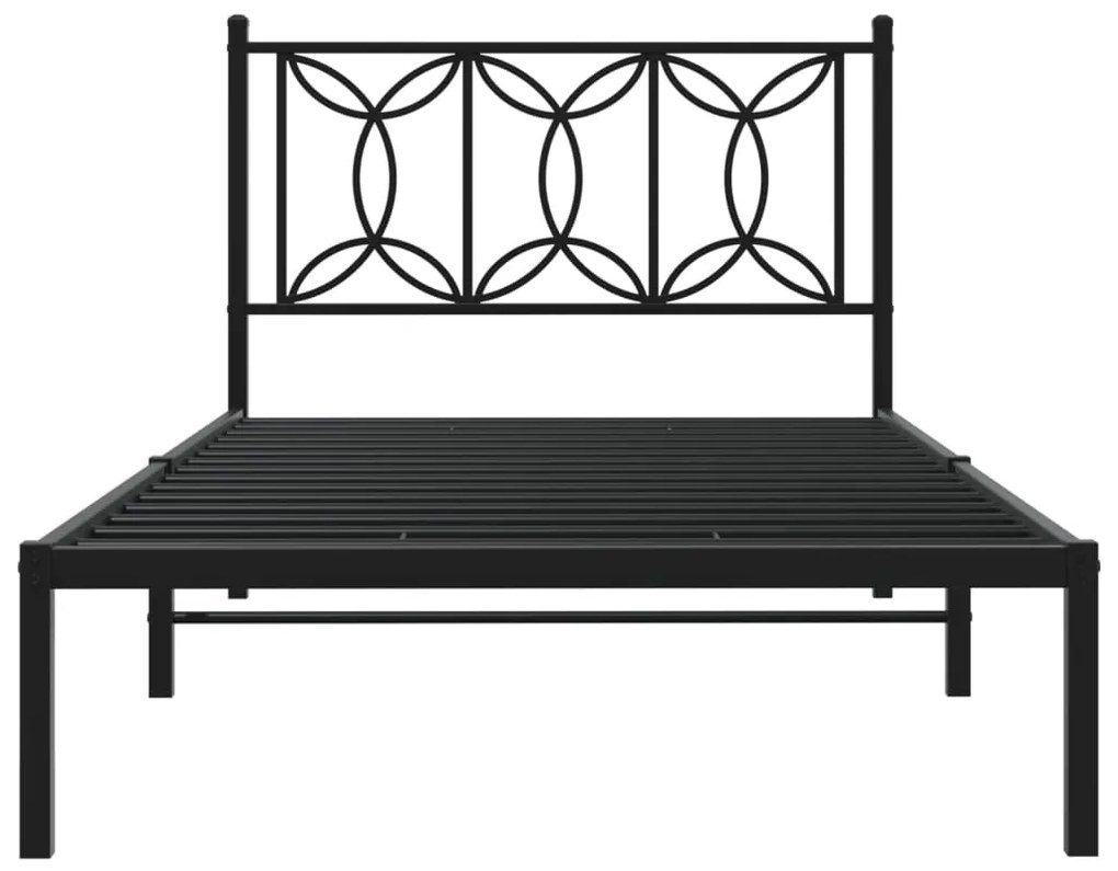 Estrutura de cama com cabeceira 100x200 cm metal preto