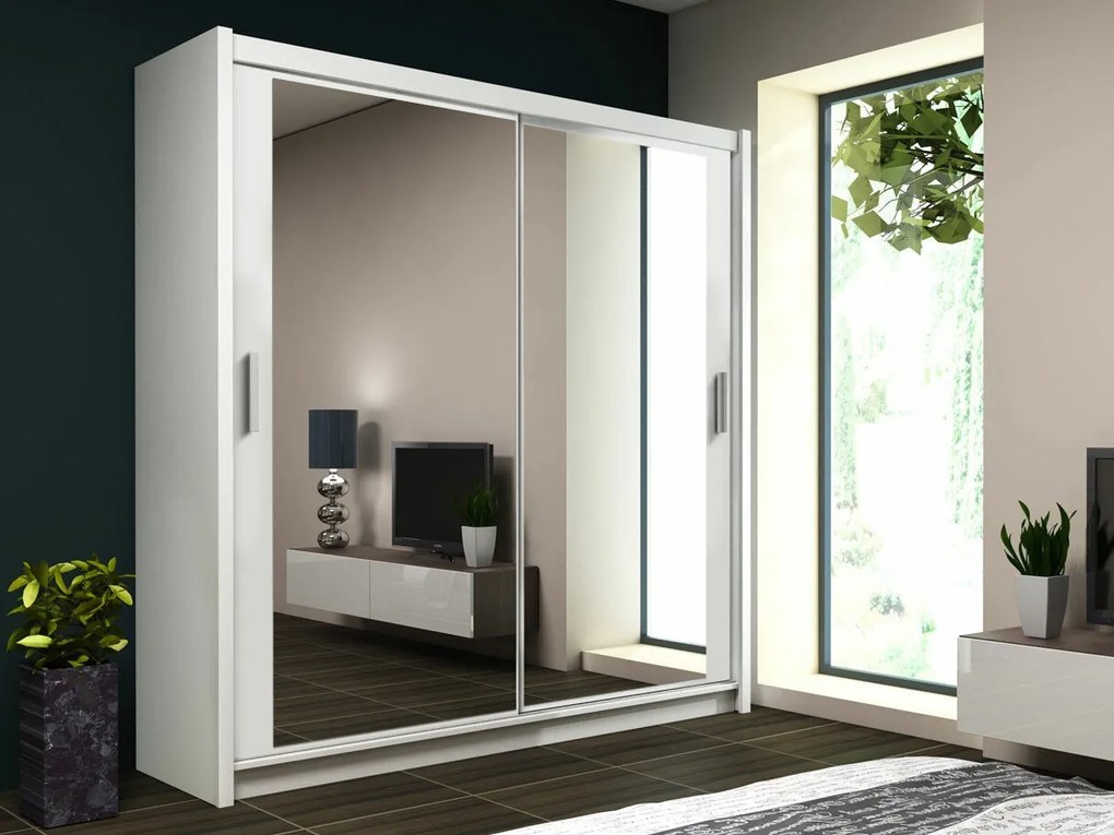 Roupeiro Honolulu 134, Branco, 215x160x61cm, 128 kg, Portas para roupeiro: Deslizante, Número de prateleiras: 4, Número de prateleiras: 4