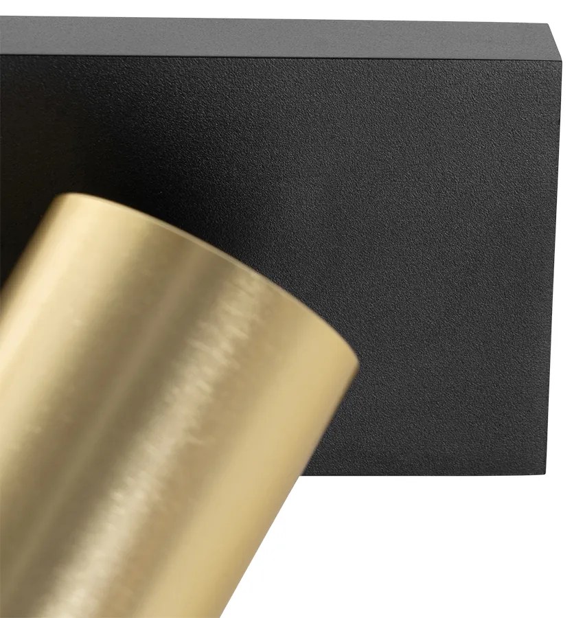 Foco de teto preto com dourado ajustável 2 luzes - Jeana Luxe Moderno