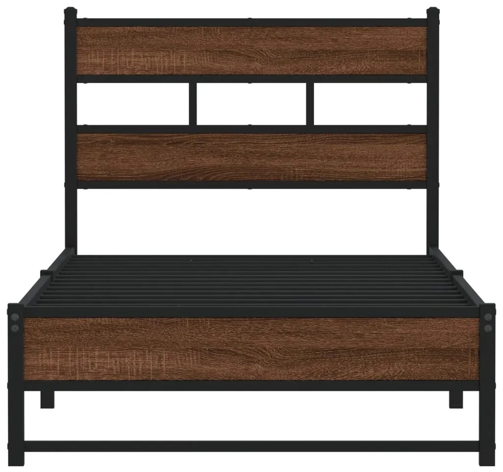 Estrutura de cama sem colchão 90x200 cm metal carvalho castanho