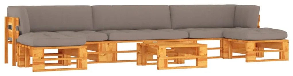 vidaXL 6 pcs conjunto lounge paletes pinho impregnado castanho mel