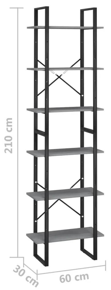 Estante 60x30x210 cm madeira de pinho maciça cinzento