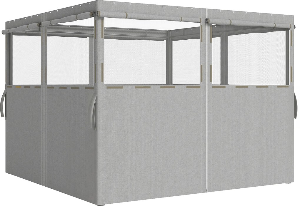 Outsunny 4 Paredes Laterais para Tenda 3x3 m Laterais de Tenda com 8 Janelas Proteção UV 30+ Impermeável Cinza Claro | Aosom Portugal