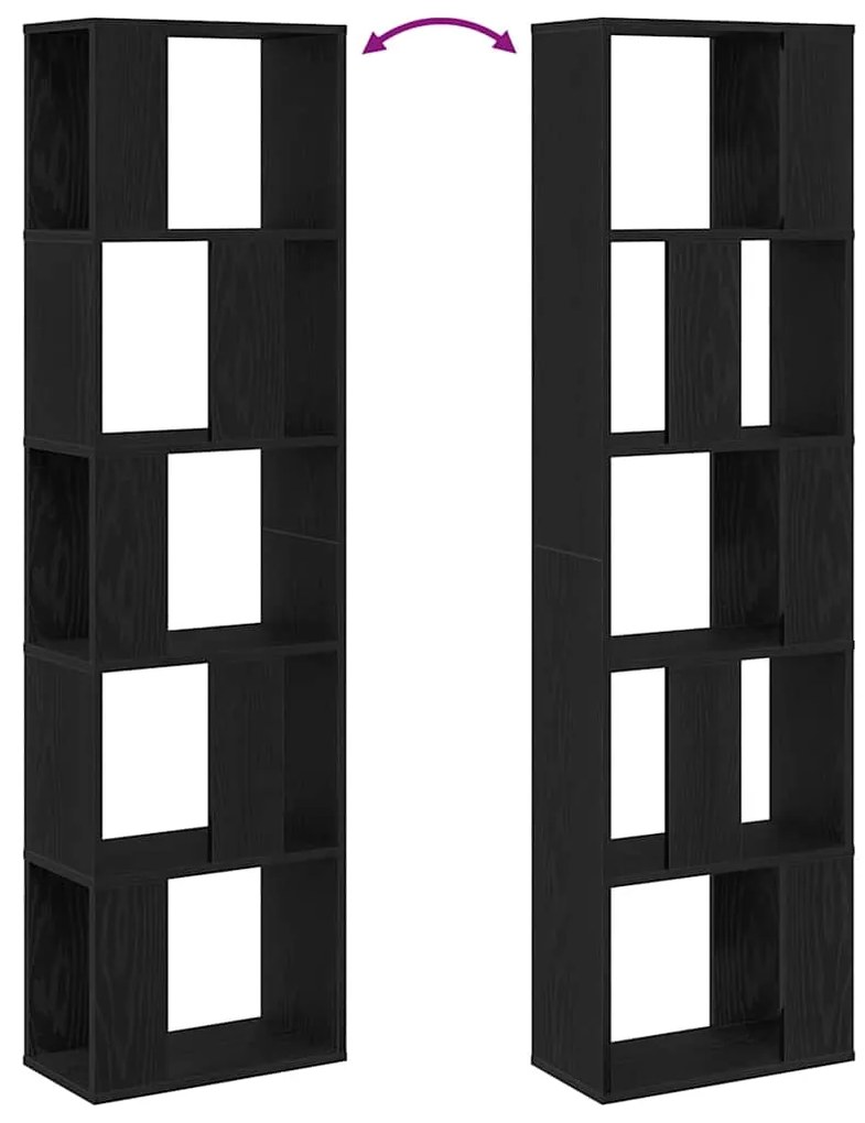 Estante vidaXL 5 andares Carvalho Preto 45x23,5x162,5 cm Madeira Engen