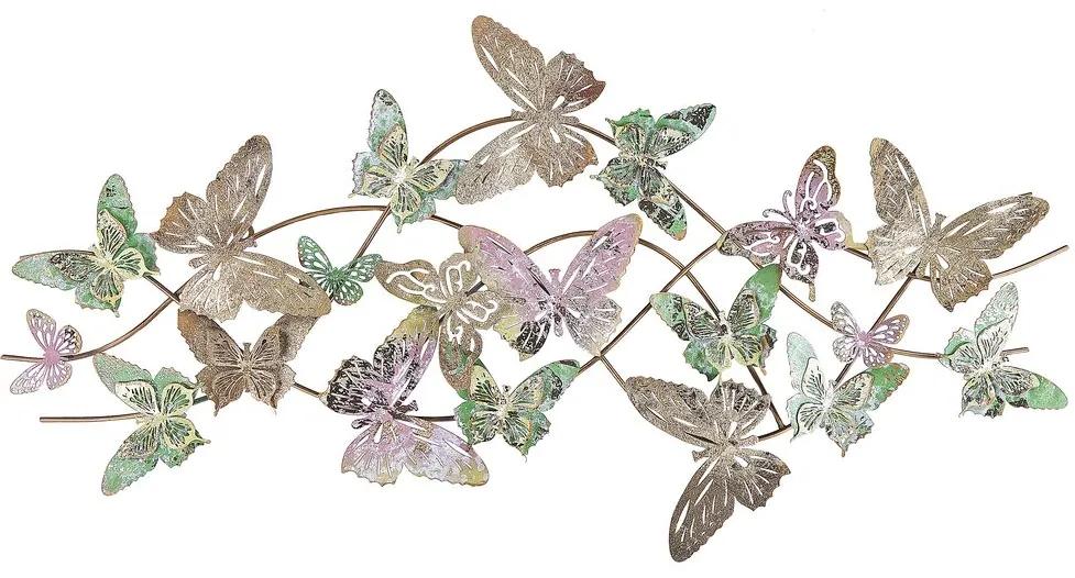 Decoração de parede em metal com borboletas multicor 100 x 53 cm GALLIUM Beliani