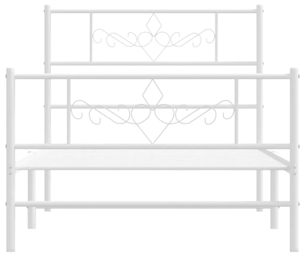 Estrutura de cama com cabeceira e pés 75x190 cm metal branco