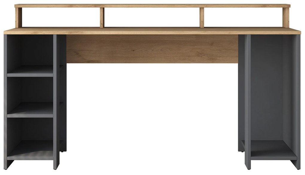 Secretária HA110 – Nogueira e Antracite – 160 cm x 89,5 cm x 55 cm