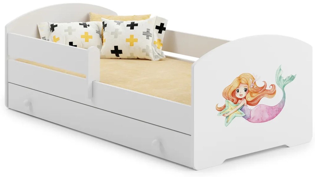 Cama infantil sereia com gaveta LUK 160x80 branca