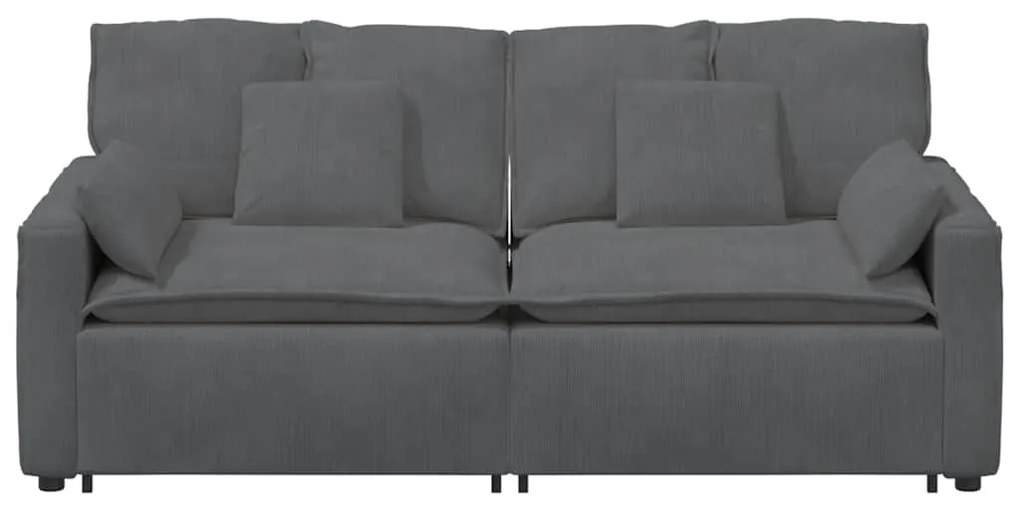 Sofá modular com almofadas cinzento-escuro