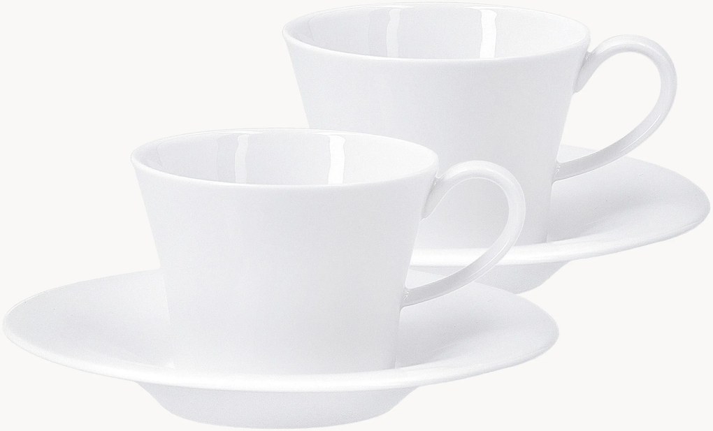Chávenas de café expresso de porcelana artesanal com pires Berlin, conjunto de 4