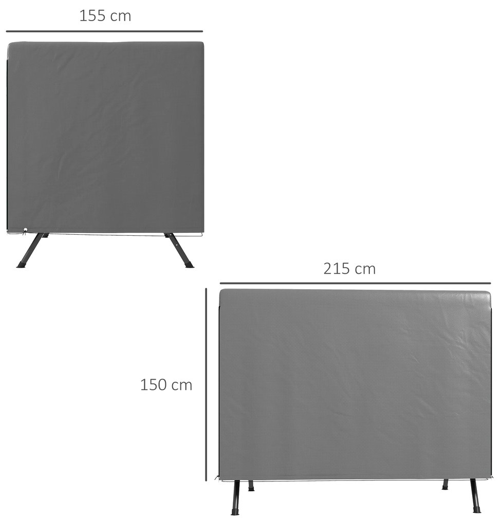 Capa Protetora para Baloiço de Jardim de 3 Lugares 215x155x150 cm Impermeável com Fecho de Correr Cinza Escuro