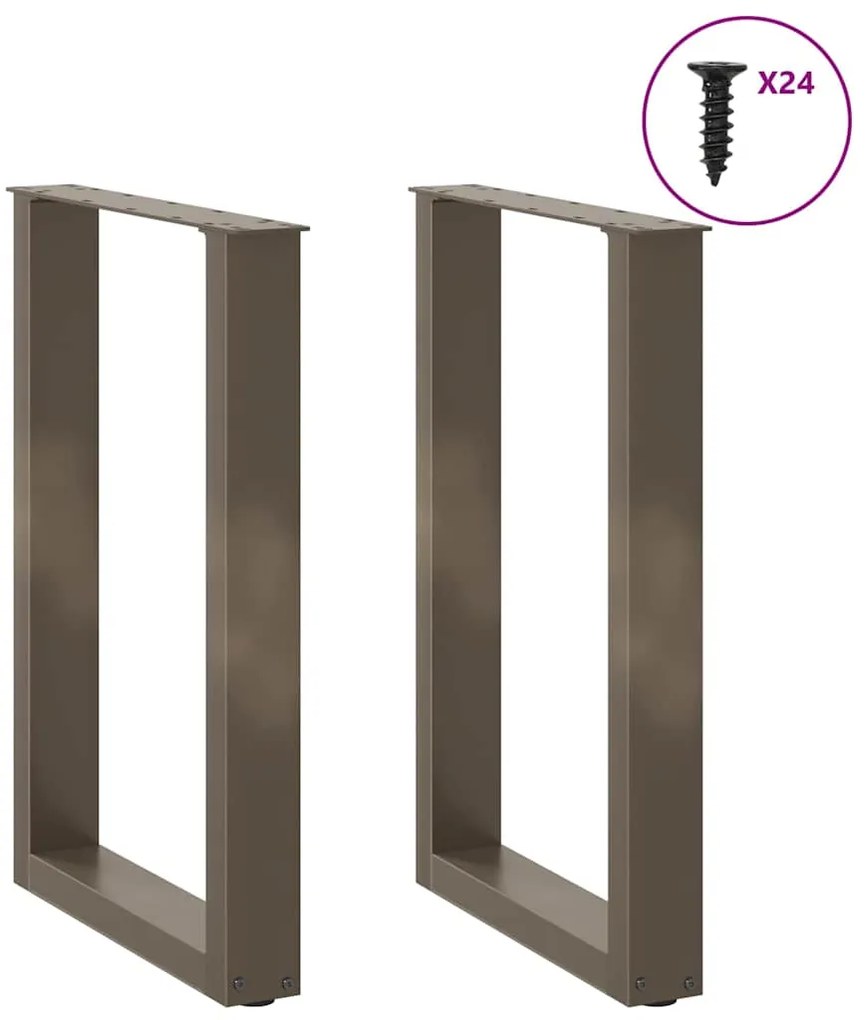 Pés para mesa de jantar em formato de U, 2 peças, aço natural, 50x(72-