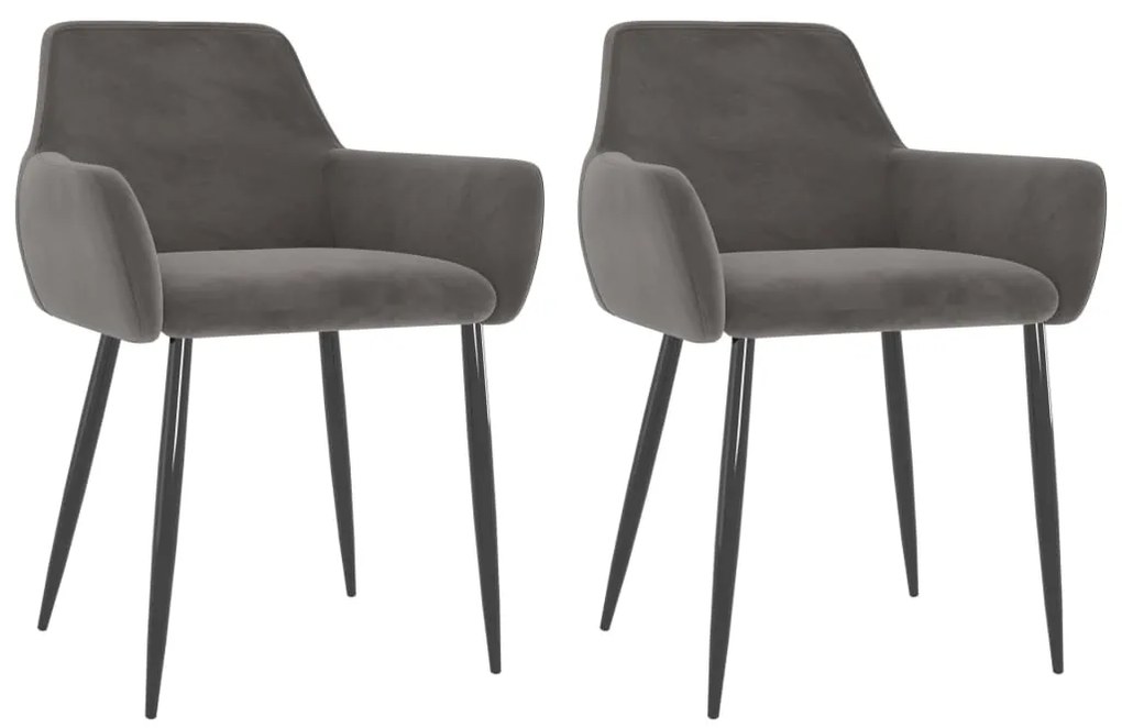 vidaXL Cadeiras de jantar 2 pcs veludo cinzento-escuro