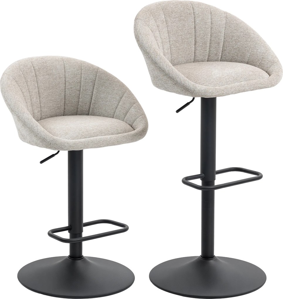 HOMCOM Conjunto de 2 bancos de bar, cadeiras de bar com altura regulável com encosto e apoios de braço, apoio para os pés, bege | Aosom Portugal