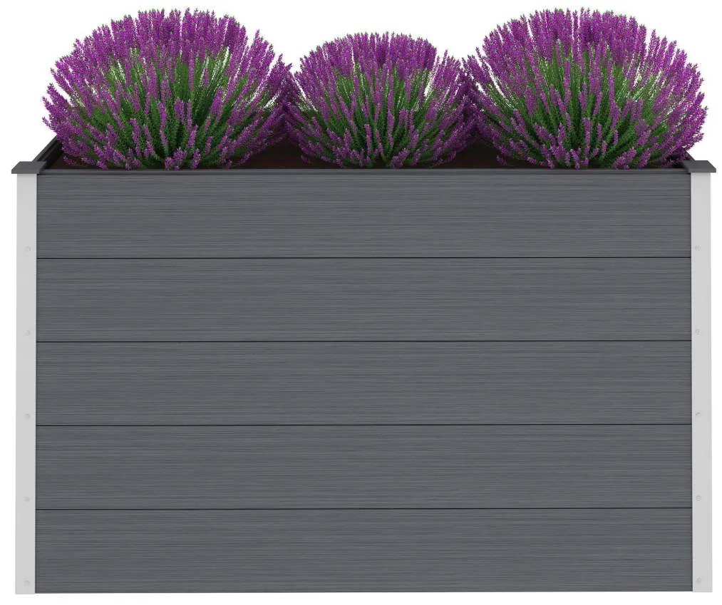 Canteiro elevado para jardim WPC 150x50x91 cm cinzento