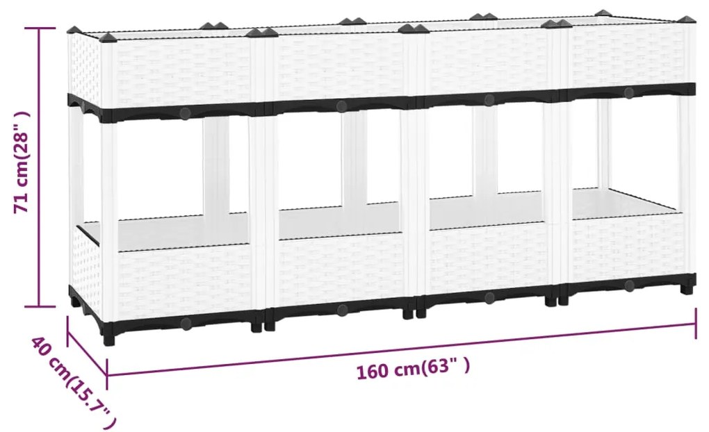 Canteiro elevado 160x40x71 cm polipropileno