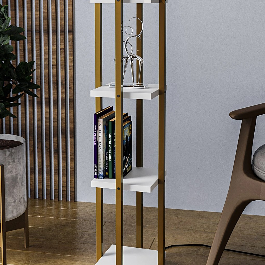 Candeeiro de Pé Shelf Lamp – Dourado – 25 x 25 x 130 cm