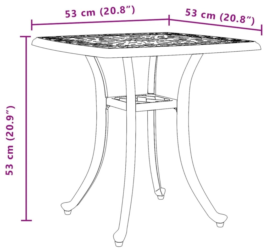 Mesa de jardim 53x53x53 cm alumínio fundido preto