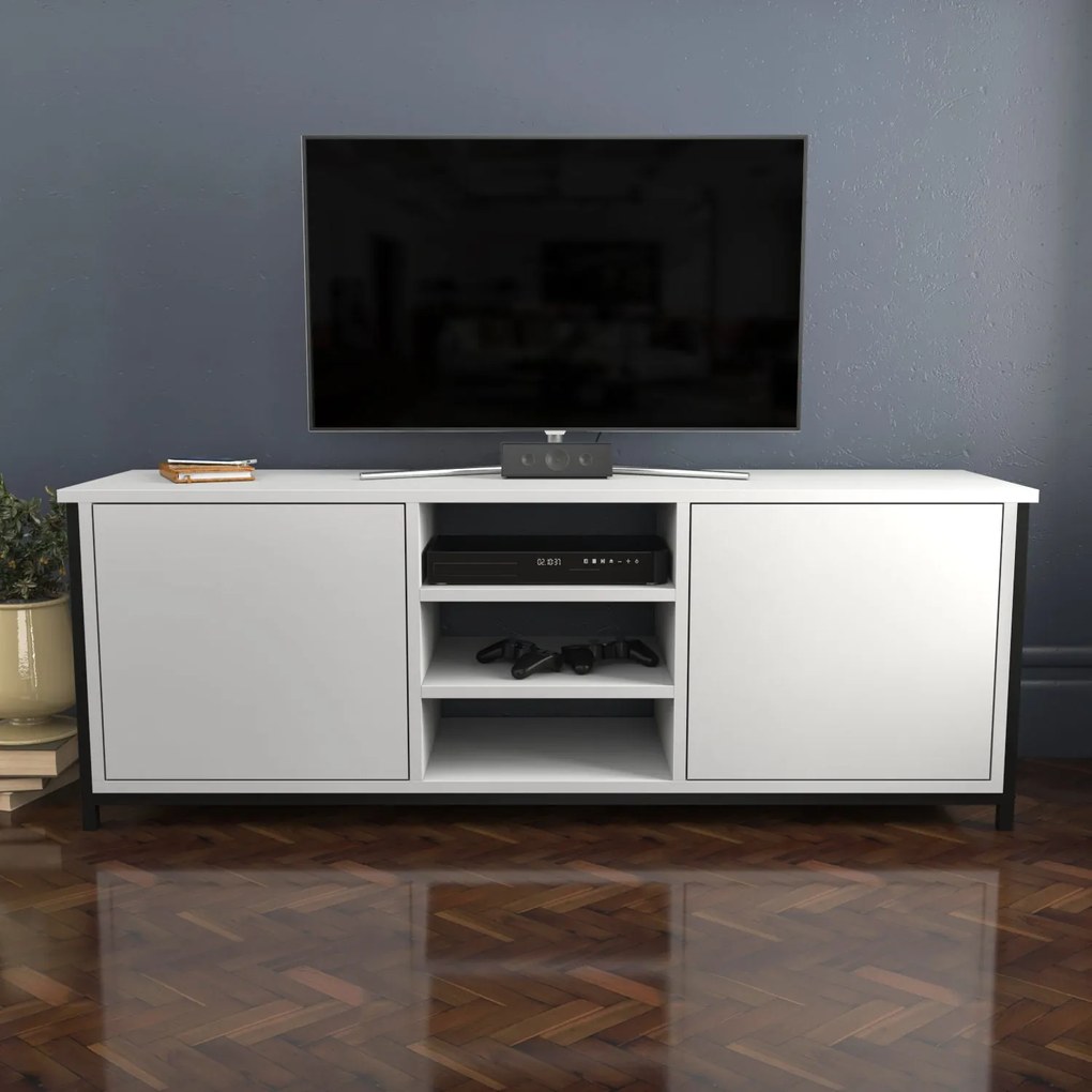 Móvel de TV Otis – Preto e Branco – 140 cm x 35,3 cm x 50,8 cm