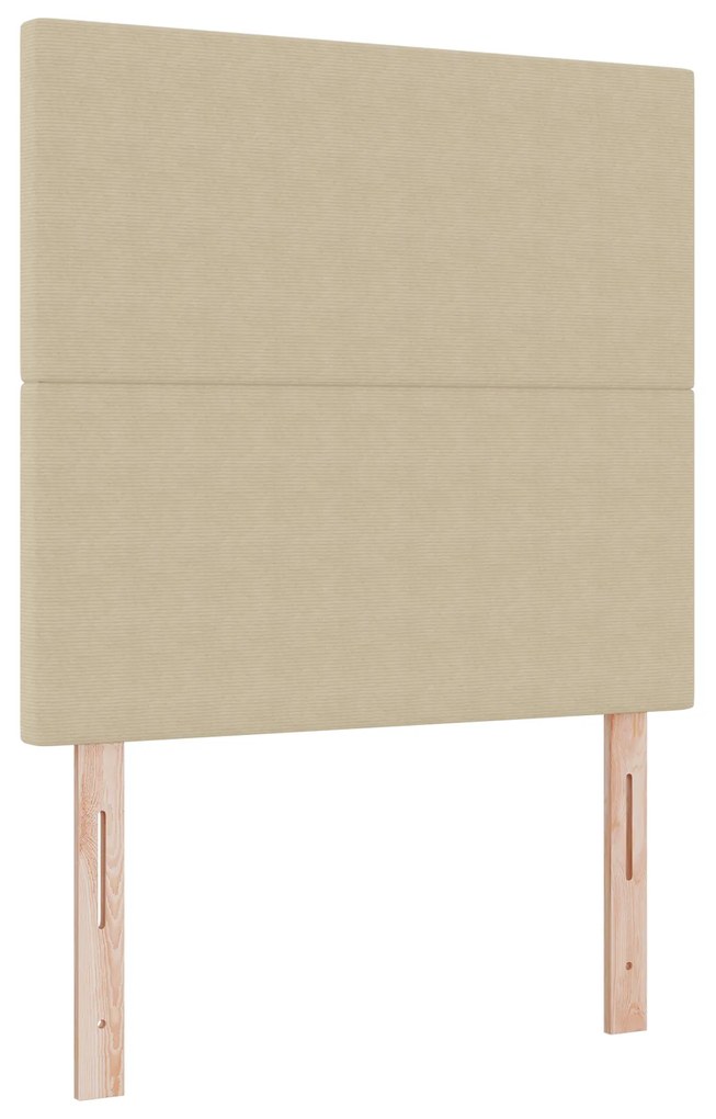 Cama Box Spring com Colchão Bege Clara 80x200 cm Tecido de Corduroy