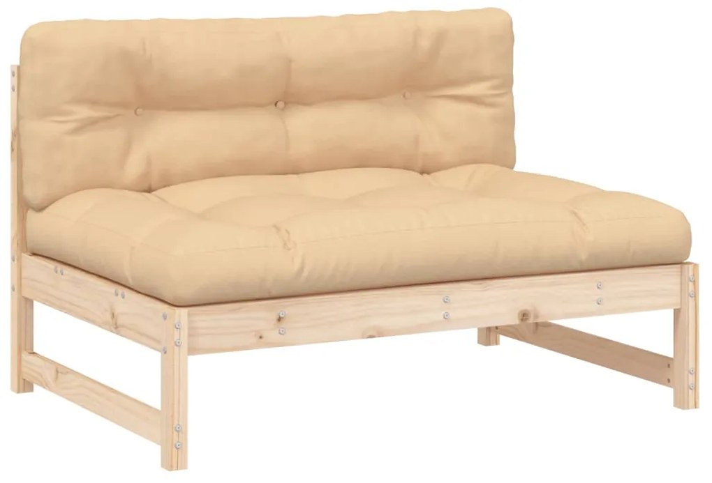 2 pcs conjunto lounge de jardim com almofadões madeira maciça