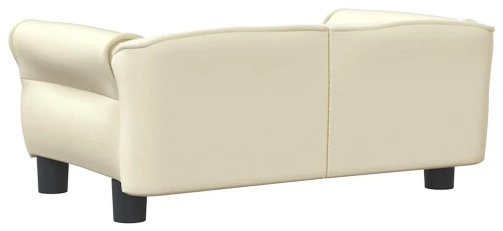 Cama para cães 70x45x30 cm couro artificial cor creme