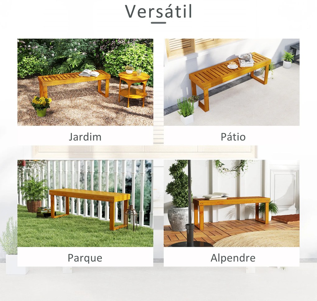 Banco de Jardim de 2 Lugares Banco de Madeira com Assento em Ripas Banco para Pátio Exterior Varanda 120x34x43 cm Teca