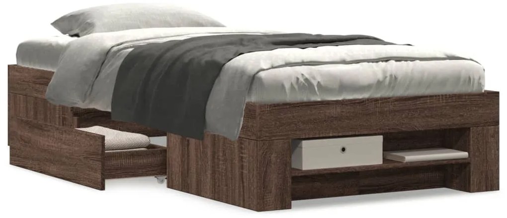 Estrutura cama s/ colchão derivados madeira carvalho castanho