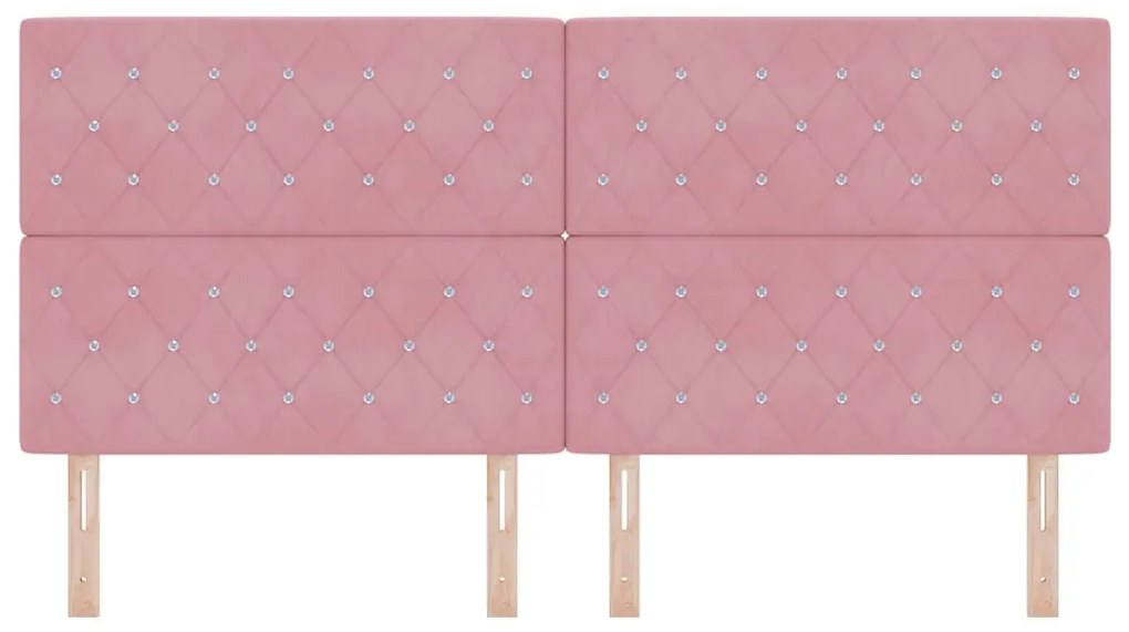 Cabeceira LED rosa 100 cm em veludo